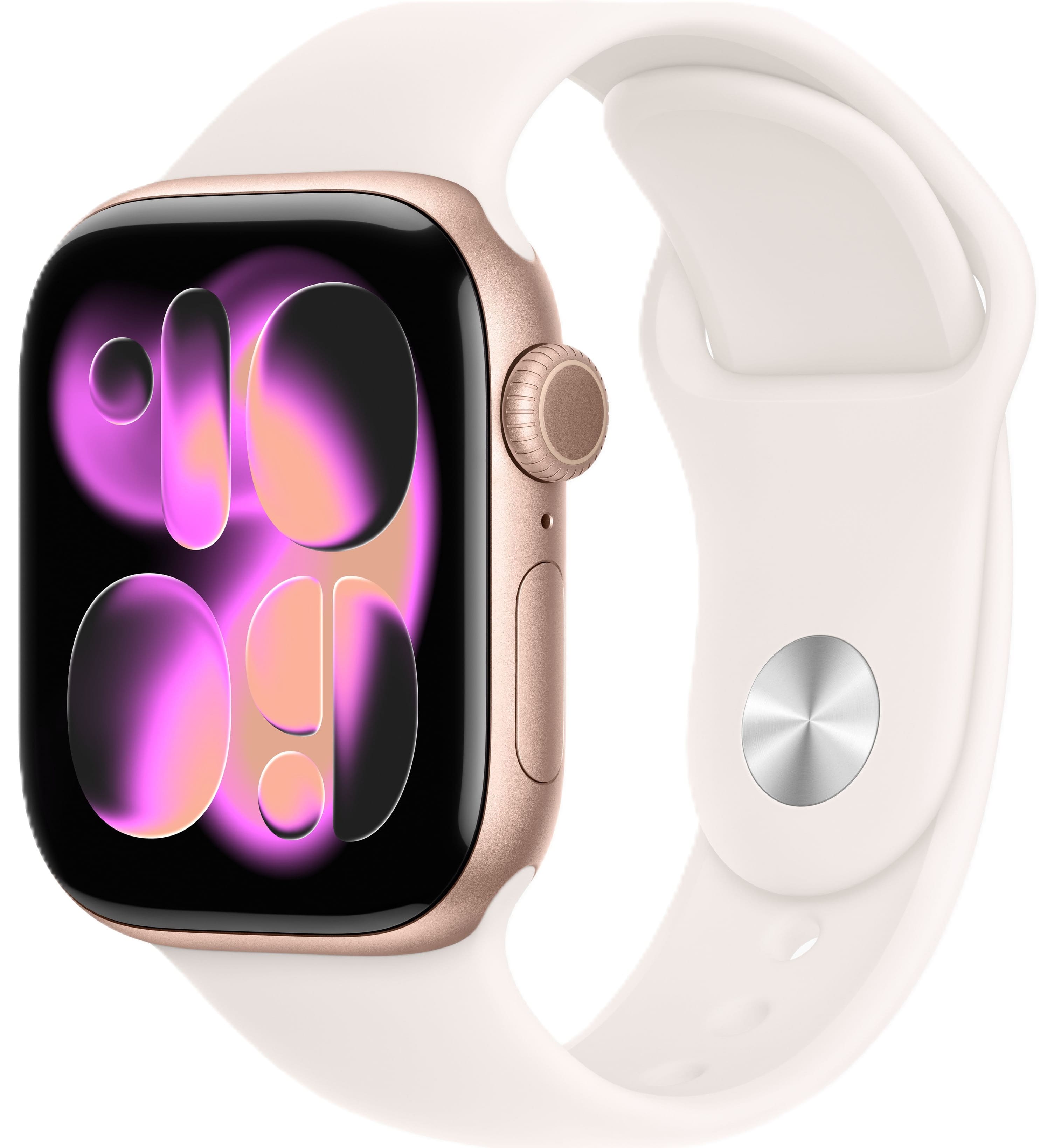 Apple Watch Series 11, 42 мм, корпус из алюминия цвета «розовое золото», спортивный ремешок цвета «лёгкий румянец»