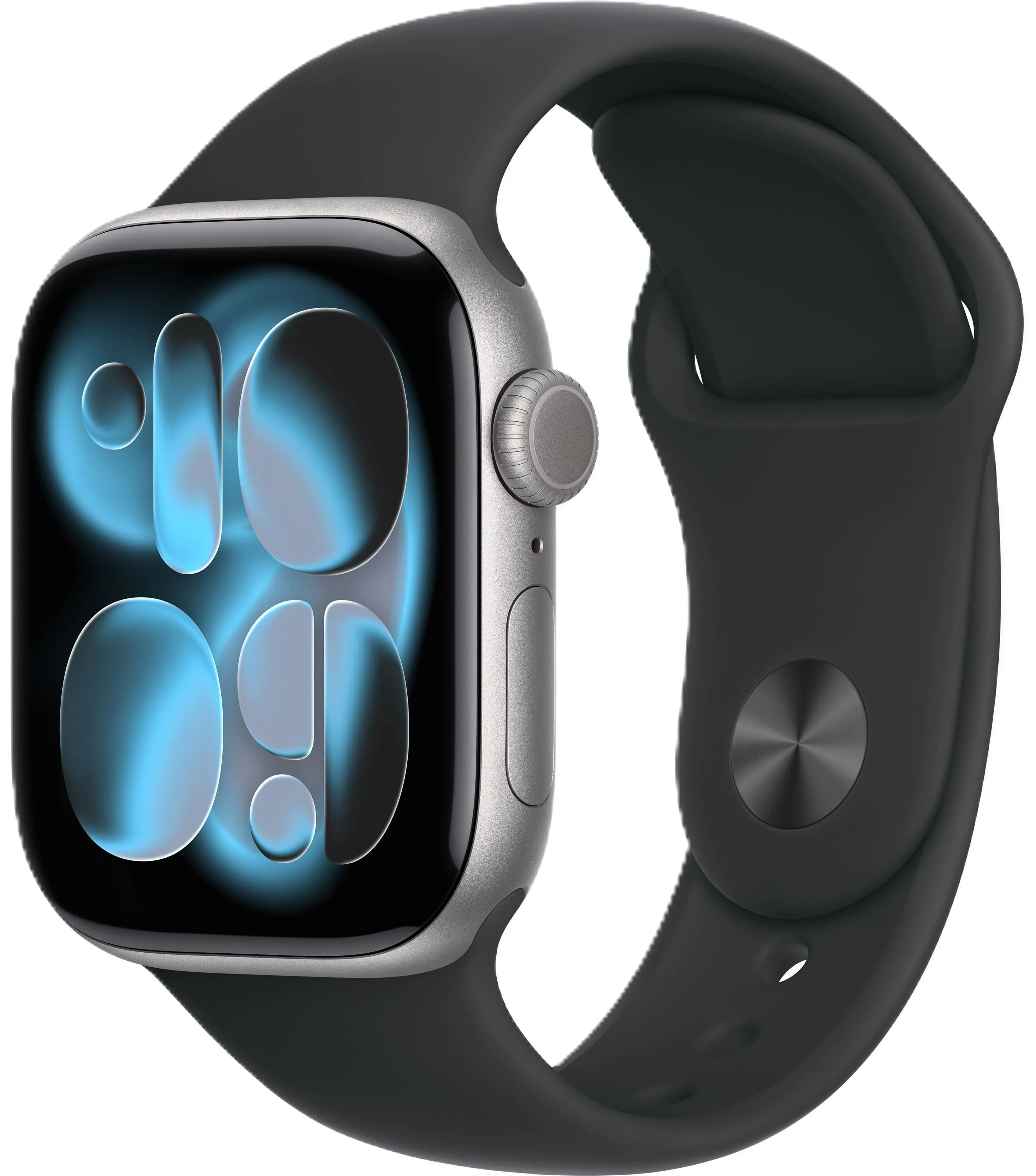 Apple Watch Series 11, 46 мм, корпус из алюминия цвета «космический серый», спортивный ремешок чёрного цвета