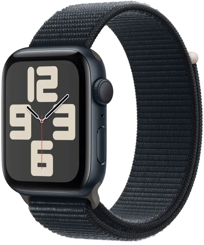Apple Watch SE (2023), 44 мм, корпус из алюминия цвета «тёмная ночь», спортивный ремешок Loop  «тёмная ночь»