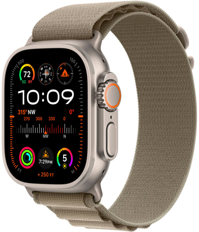 Apple Watch Ultra 2 GPS + Cellular, 49 мм, корпус из титана, ремешок Alpine оливкового цвета