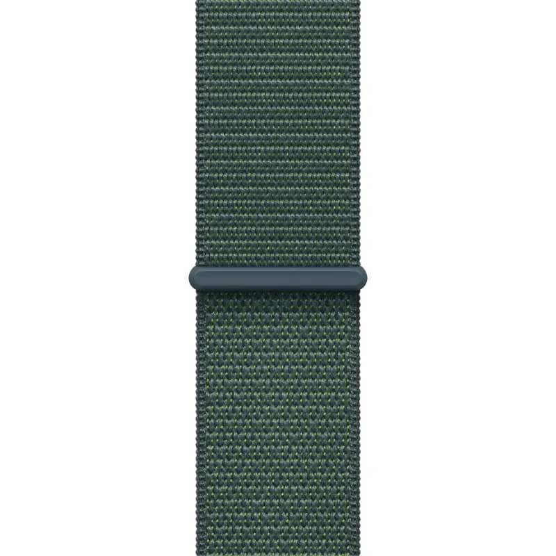 Apple Watch SE (2024), 40 мм, корпус из алюминия цвета «сияющая звезда», спортивный ремешок Loop зеленого цвета