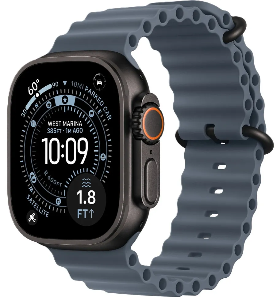 Apple Watch Ultra 3 GPS + Cellular, 49 мм, корпус из чёрного титана, ремешок Ocean «якорно-синего» цвета
