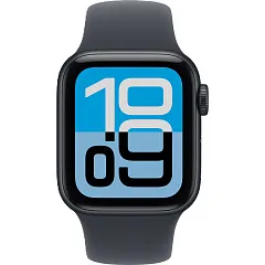 Apple Watch SE (2025), 44 мм, корпус из алюминия цвета «полуночный черный», спортивный ремешок цвета «полуночный черный»